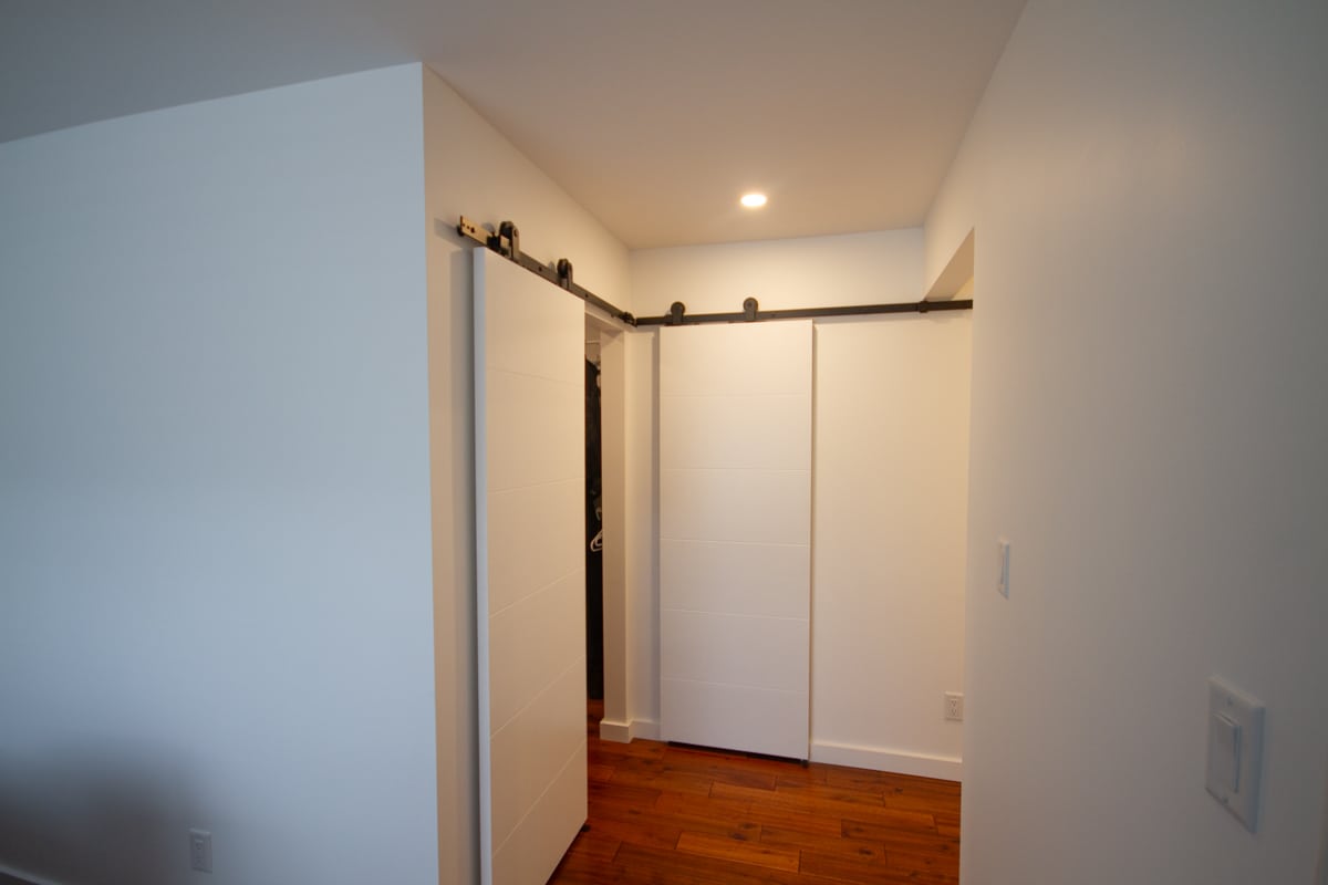 Minimalist room with sliding doors