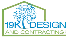 19k Design & Contracting Logo featuring tree and house design