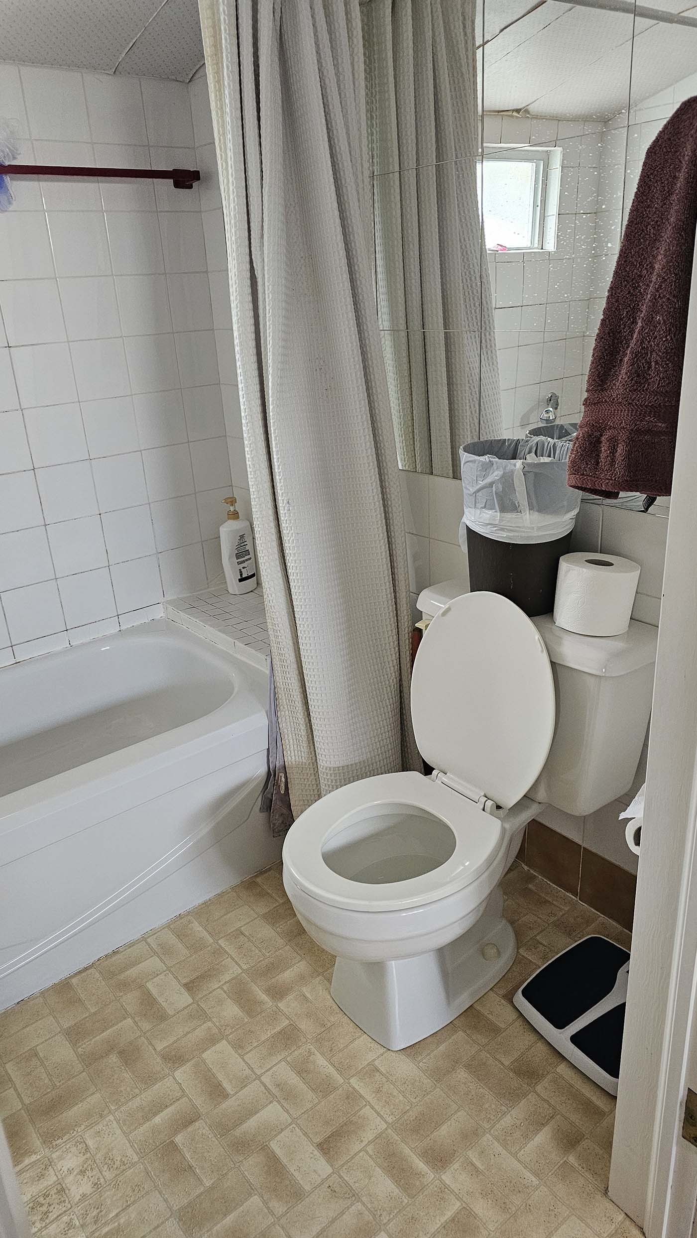 Small bathroom with toilet and bathtub